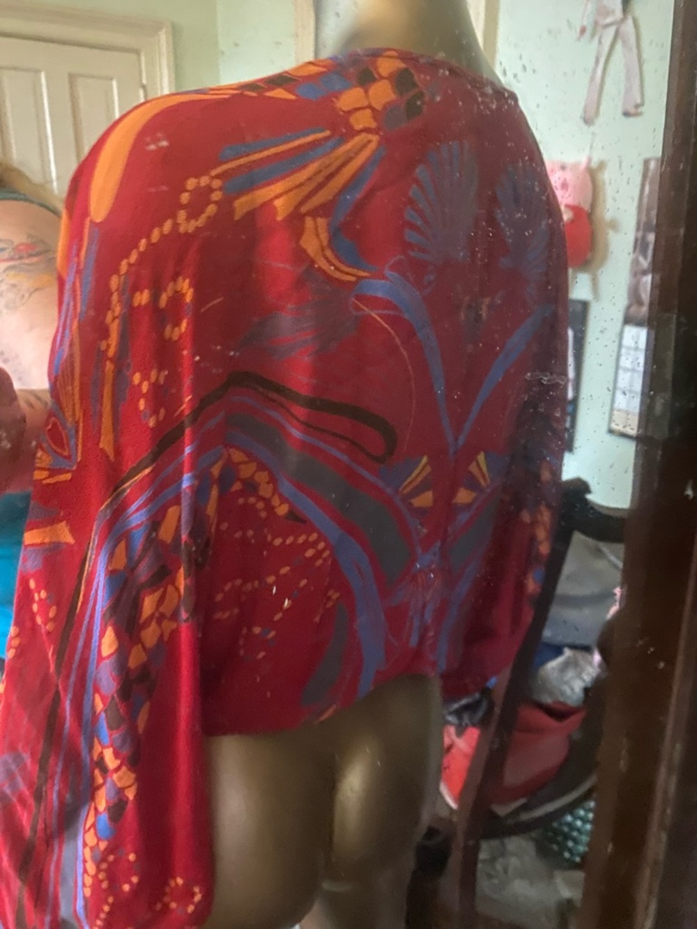 Free People Red Printed V-Neck Cropped Top - Picture 8 of 8
